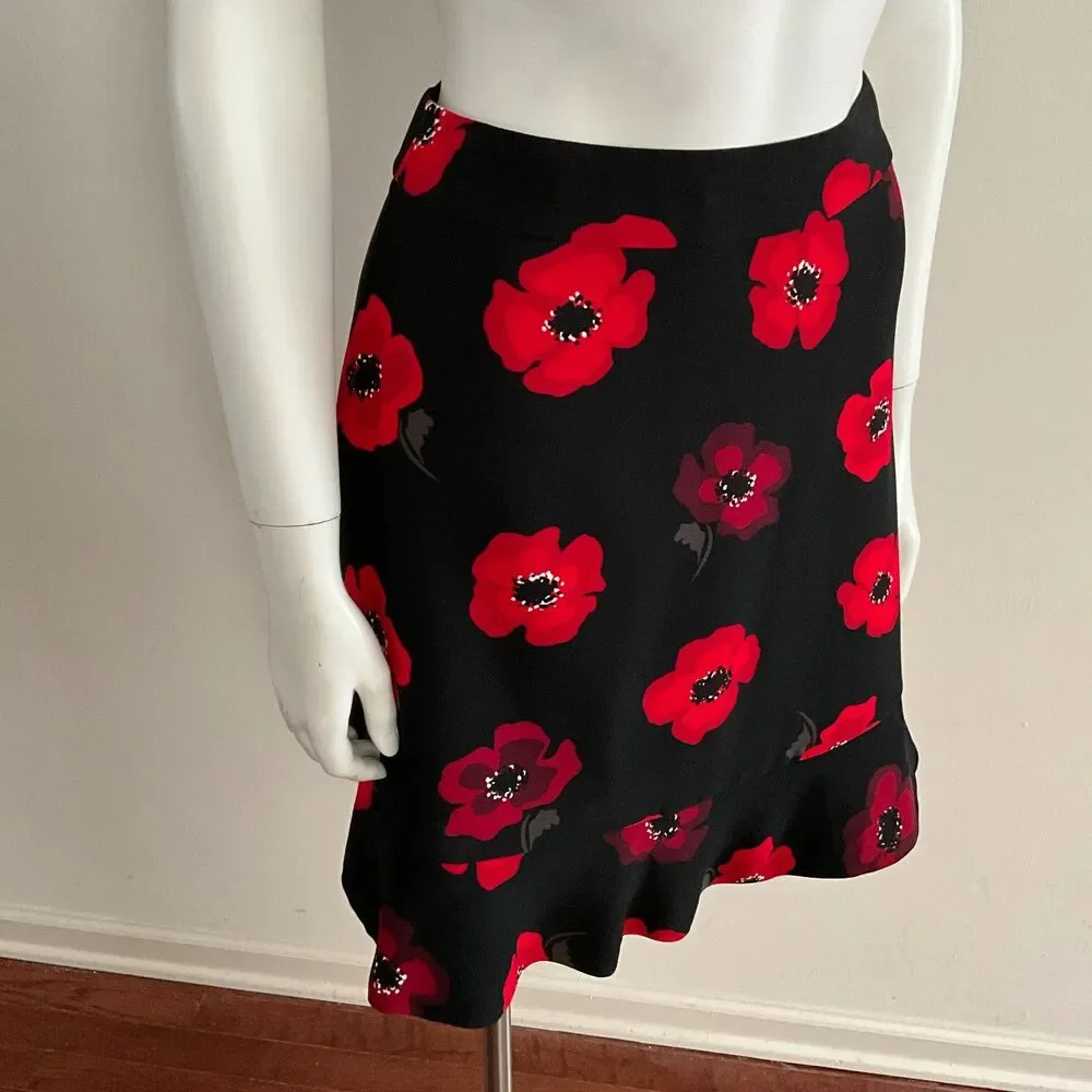 Kate Spade Poppy Ruffle Crepe Tiered Mini Skirt Black 0